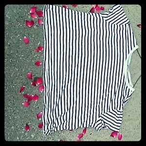 A white and navy blue t-shirt